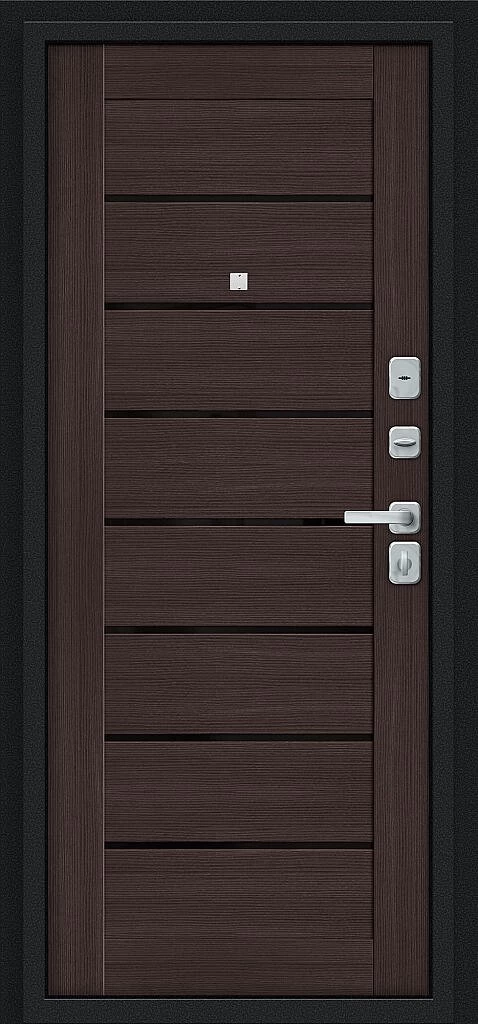 Входная дверь Техно/BChrome Букле черное/Wenge Melinga BR6190 внутренняя сторона