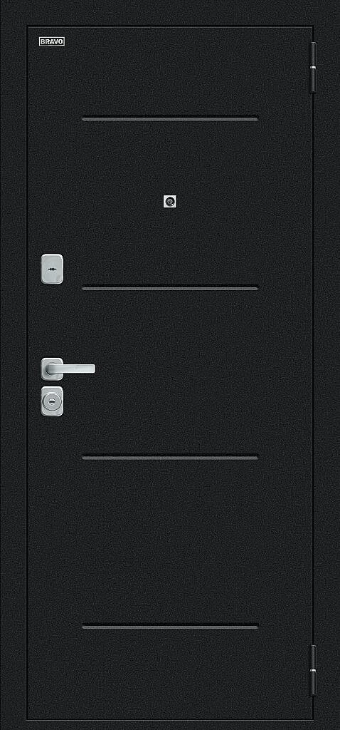 Входная дверь Техно/BChrome Букле черное/Wenge Melinga BR6190 внешняя сторона
